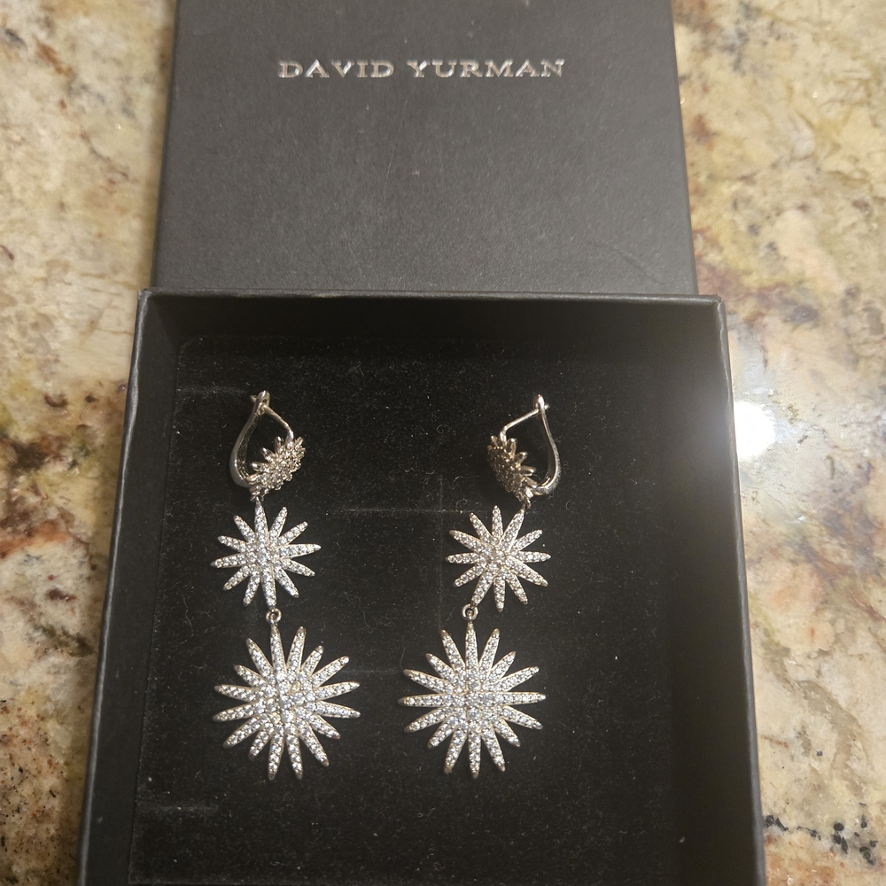 David Yurman Silver Starburst Drop Earrings